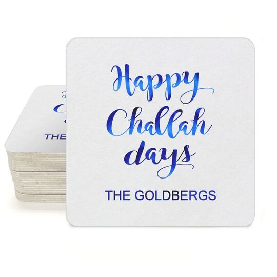 Happy Challah Days Square Coasters